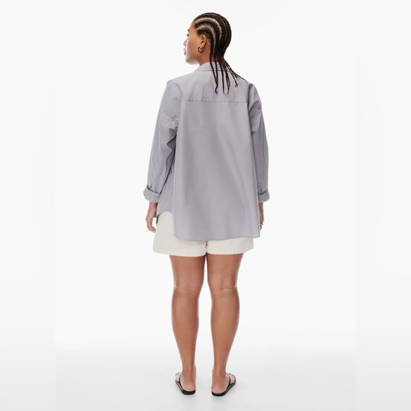 Aritzia wilfred purple slate weekend poplin shirt size xxs xxsmall worn once - Picture 12 of 12